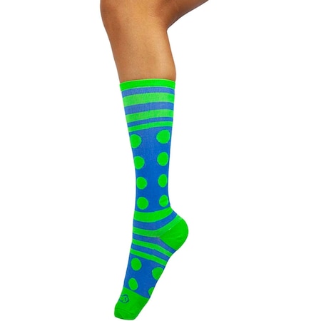 Dots Stripe Compression Socks,Blue/Green, PR